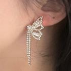 Rhinestone Butterfly Drop Earring 2749a - 1 Pair - Silver Needle - Champagne - One Size