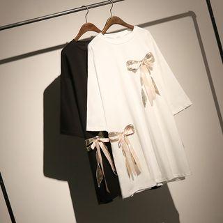 Bow Elbow-sleeve T-shirt Dress