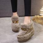 Furry Platform Hidden-wedge Ankle Snow Boots