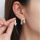 Rhinestone Asymmetrical Dangle Earring 1 Pair - Asymmetric - Gold - One Size