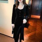 Long Sleeve Velvet A-line Dress (various Designs)