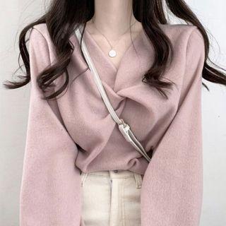 V-neck Twist-front Sweater