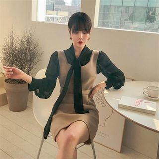 Tie-neck Chiffon Blouse & Cami