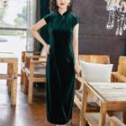 Traditional Chinese Short-sleeve Velvet Dress