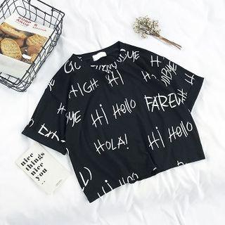 Short-sleeve Lettering Crop T-shirt