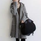 Hooded Belted Knit Cardigan Gray - One Size