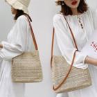Square Straw Tote Bag Brown - One Size