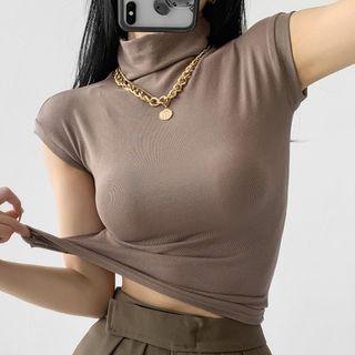 Short-sleeve High Neck Top
