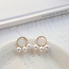 Faux Pearl Alloy Hoop Earring 1 Pair - One Size