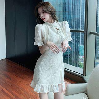 Plain Pleated Split Mini Dress