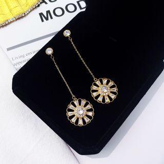 Rhinestone Flower Drop Earring 1 Pair - As Shown In Figure - One Size
