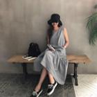 Ruffle-hem Plaid H-line Long Dress