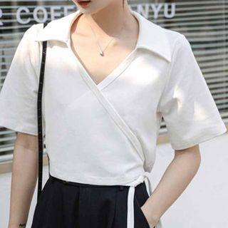 Short-sleeve Tie-side Polo Shirt