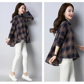 Ruffled Plaid Shirt
