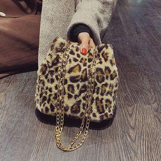 Leopard Print Furry Bucket Bag As Shown In Figure - One Size