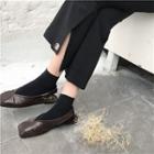 Plain Slim-fit Irregular Boot-cut Cropped Pants