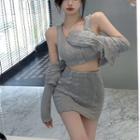 Knit Skirt Skirt - Gray - One Size