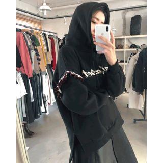 Letter Print Frilled Hoodie