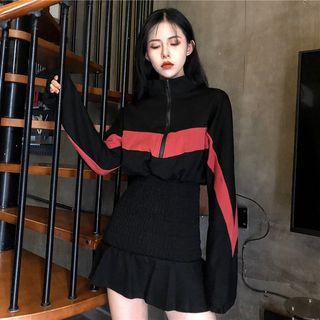 Half-zip Colorblock A-line Dress