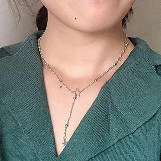 Alloy Star Y Necklace White Gold Plated - Star - Silver - One Size