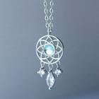 925 Sterling Silver Rhinestone Dream Catcher Pendant Necklace S925 Silver - As Shown In Figure - One Size