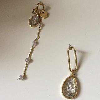 Asymmetric Beaded Earring K38 - 1 Pair - One Size