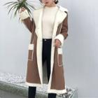 Long Faux Suede Double-breasted Coat