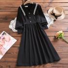 Peter Pan-collar Lace Long-sleeve A-line Dress