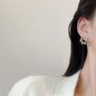 Square Faux Pearl Alloy Earring E1240 - 1 Pair - Black & Gold - One Size