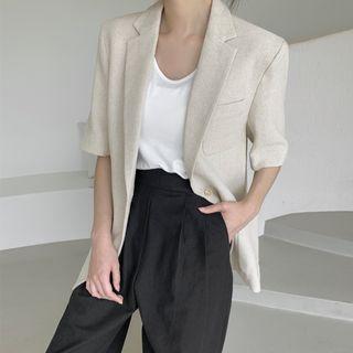 Elbow-sleeve Multi-pocket Blazer