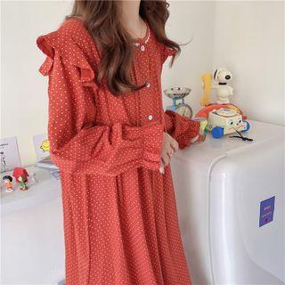 Long-sleeve Dotted Sleep Dress
