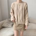 Cable-knit Long Sleeve Sweater