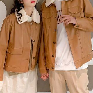 Couple Matching Fleece Collared Button Jacket