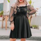 Long-sleeve Lace-up A-line Swim Dress