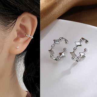 Star Alloy Cuff Earring 1 Pc - Clip On Earring - Silver - One Size