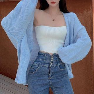 Plain Cardigan / Knit Tube Top