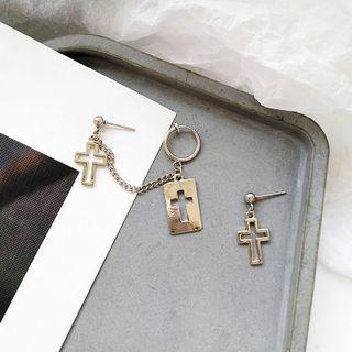 Non-matching Cross Earring 1 Pair - Earrings - One Size