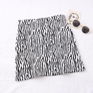 Zebra-print Mini Pencil Skirt