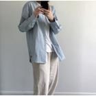 Long-sleeve Shirt Grayish Blue - One Size