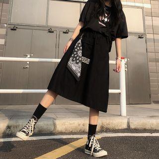 Letter A-line Midi Cargo Skirt