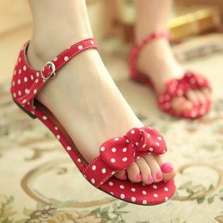 Bow Accent Dotted Sandals