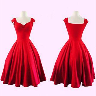 Plain Sweetheart Neckline Sleeveless Dress
