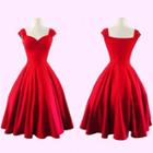 Plain Sweetheart Neckline Sleeveless Dress