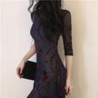 Set: Floral See-through Dress + Slipdress