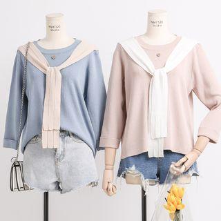 Tie-accent Loose-fit Knit Top