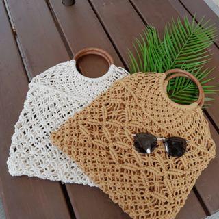 Hoop-handle Woven String Tote