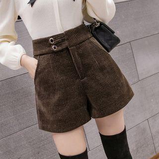 High-waist Corduroy Wide Leg Shorts