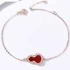 Gourd Agate Sterling Silver Bracelet 1pc - Gold & Red - One Size