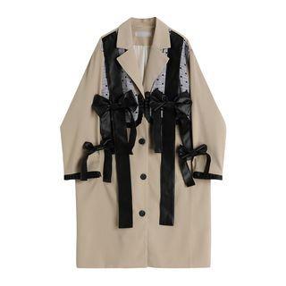 Notch Lapel Ribbon Single-breasted Midi Coat
