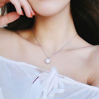 Alloy Rhinestone Turnable Pendant Necklace As Shown In Figure - One Size